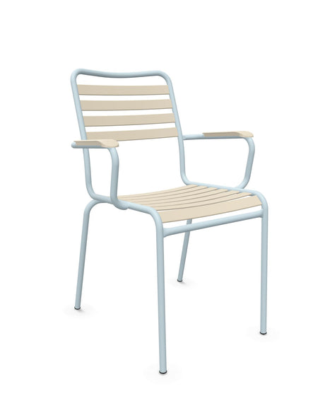 Schaffner Rigi Fauteuil Repas Lattes Sable Pastel 15 Bleu Pastel 51 