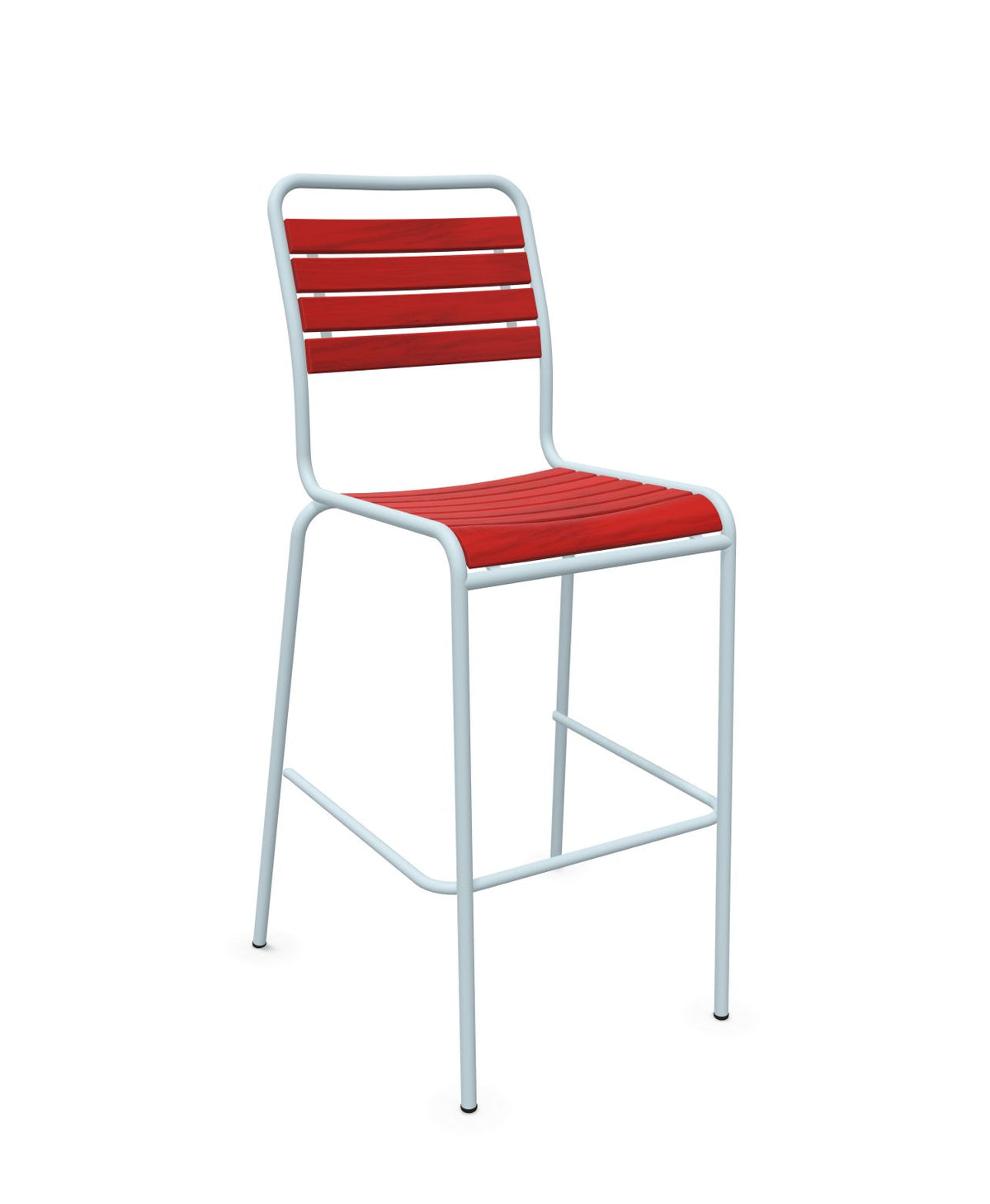 Schaffner Rigi Swiss Wood chaise haute de bar à lattes en bois Rouge 30 Bleu Pastel 51 