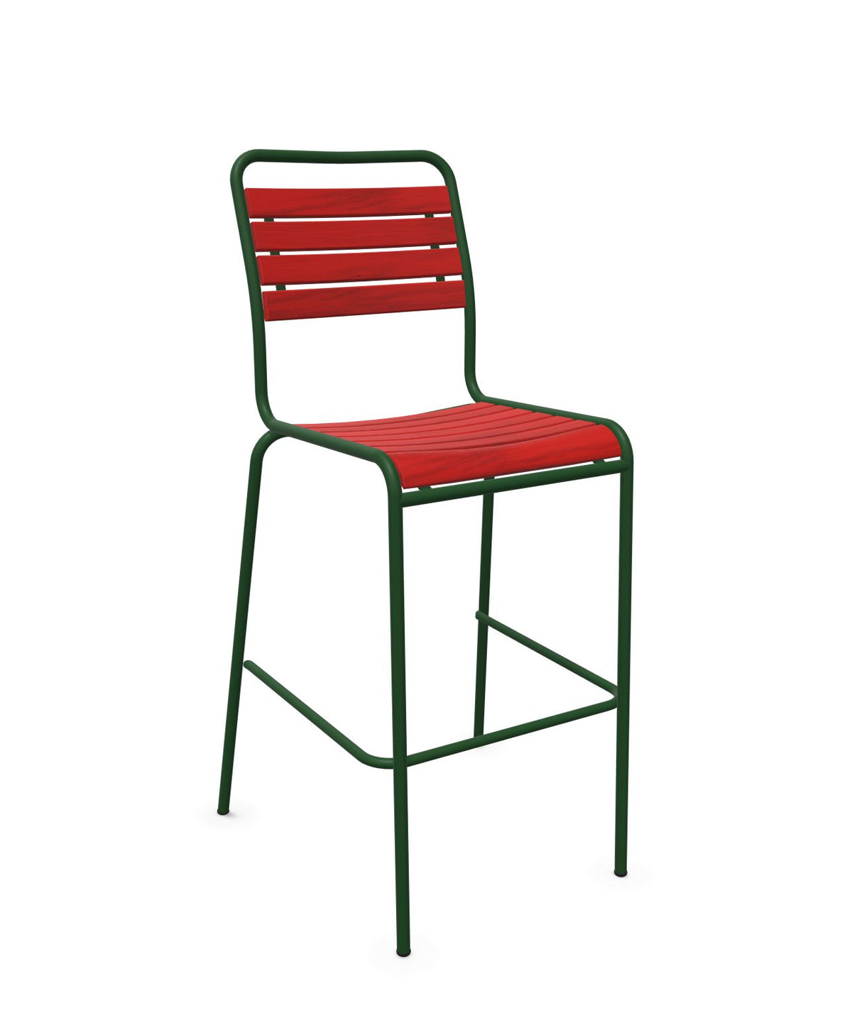 Schaffner Rigi Swiss Wood chaise haute de bar à lattes en bois Rouge 30 Vert Sapin 66 