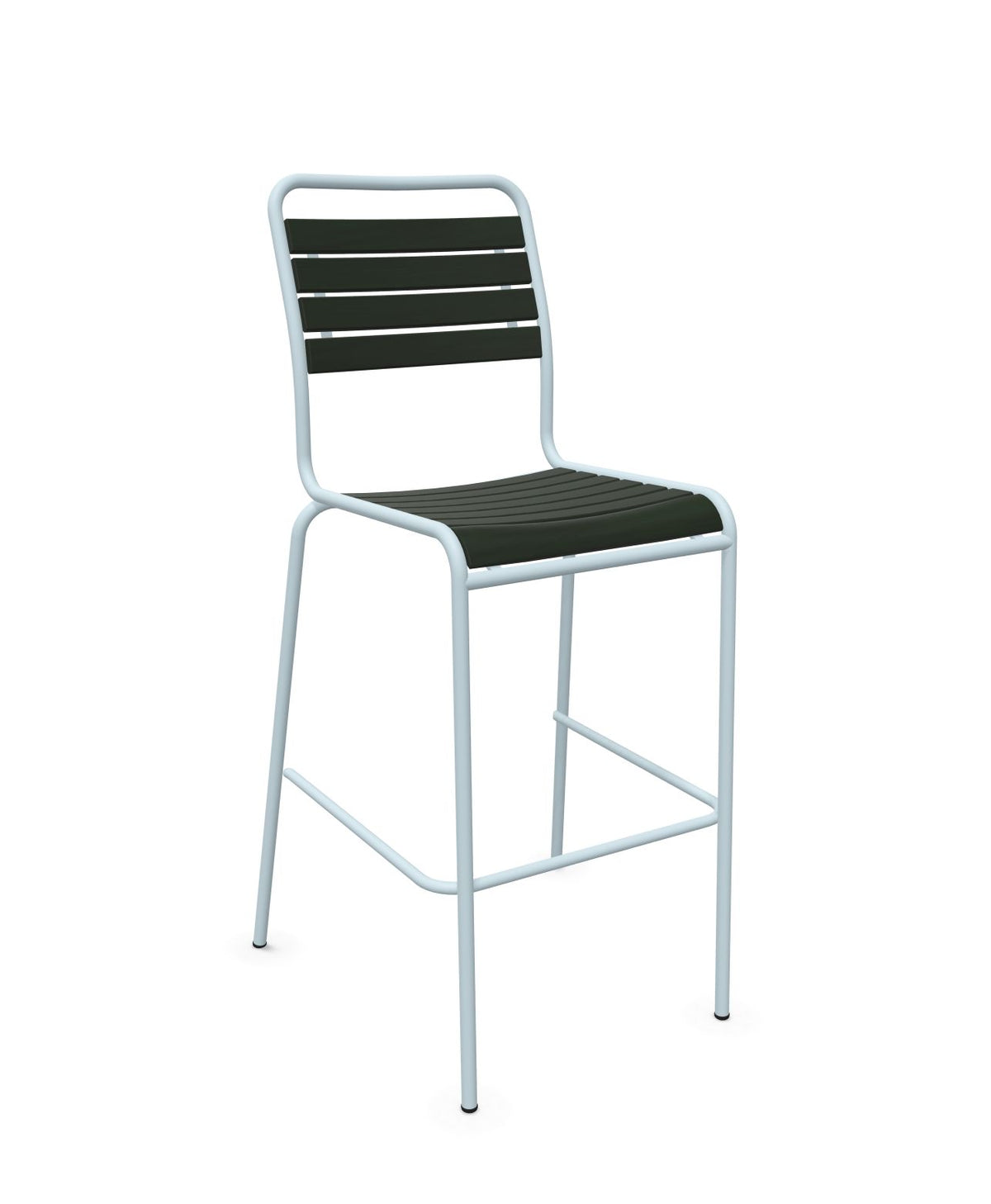 Schaffner Rigi Swiss Wood chaise haute de bar à lattes en bois Vert Sapin 66 Bleu Pastel 51 