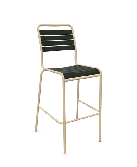 Schaffner Rigi Swiss Wood chaise haute de bar à lattes en bois Vert Sapin 66 Marron Pastel 83 