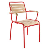 Schaffner Rigi Swiss Wood fauteuil repas à lattes en bois Laqué 92 Rouge 30 