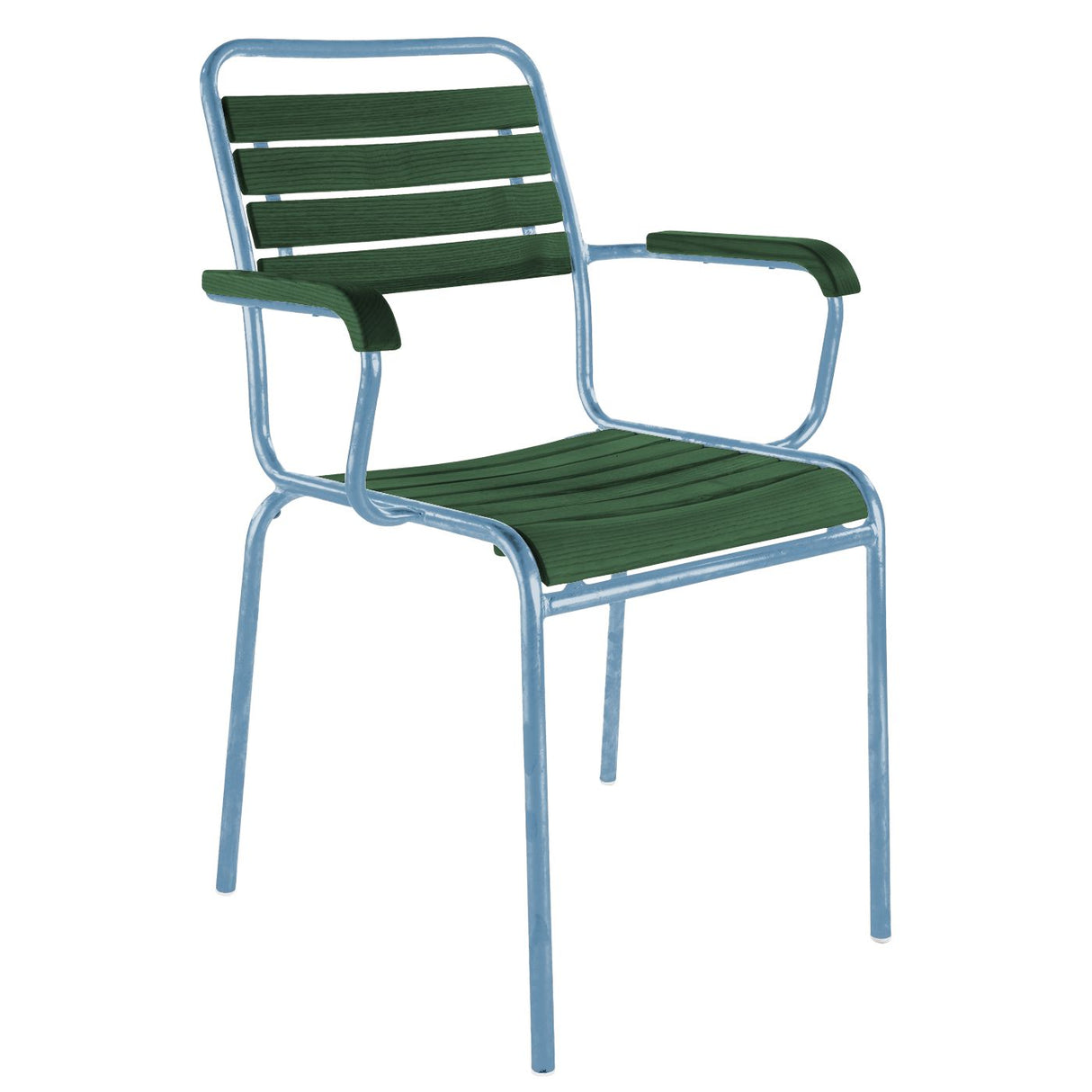 Schaffner Rigi Swiss Wood fauteuil repas à lattes en bois Vert Sapin 66 Bleu Pastel 51 