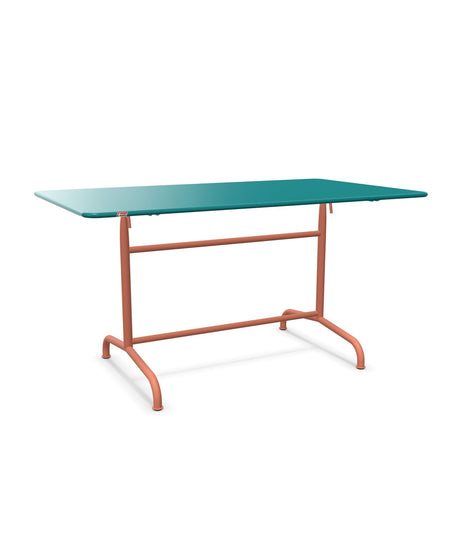 Schaffner Rigi Table repas rabattable 140x80cm Bleu Kali 56 Terracotta 84 