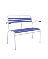 Schaffner Säntis Banc à lattes 2 places avec accoudoirs Bleu 53 Blanc 90 