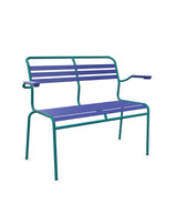 Schaffner Säntis Banc à lattes 2 places avec accoudoirs Bleu 53 Bleu Kali 56 