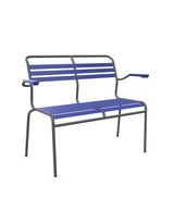Schaffner Säntis Banc à lattes 2 places avec accoudoirs Bleu 53 Graphite 73 