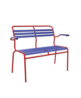 Schaffner Säntis Banc à lattes 2 places avec accoudoirs Bleu 53 Rouge 30 