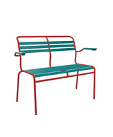 Schaffner Säntis Banc à lattes 2 places avec accoudoirs Bleu Kali 56 Rouge 30 