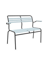 Schaffner Säntis Banc à lattes 2 places avec accoudoirs Bleu Pastel 51 Anthracite 77 