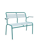 Schaffner Säntis Banc à lattes 2 places avec accoudoirs Bleu Pastel 51 Bleu Kali 56 