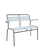 Schaffner Säntis Banc à lattes 2 places avec accoudoirs Bleu Pastel 51 Graphite 73 