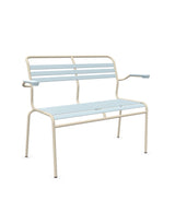 Schaffner Säntis Banc à lattes 2 places avec accoudoirs Bleu Pastel 51 Sable Pastel 15 