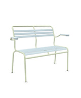 Schaffner Säntis Banc à lattes 2 places avec accoudoirs Bleu Pastel 51 Vert Pastel 64 