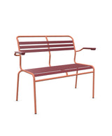 Schaffner Säntis Banc à lattes 2 places avec accoudoirs Bordeaux 38 Terracotta 84 