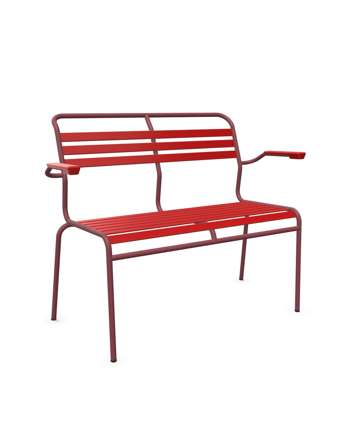 Schaffner Säntis Banc à lattes 2 places avec accoudoirs Rouge 30 Bordeaux 38 