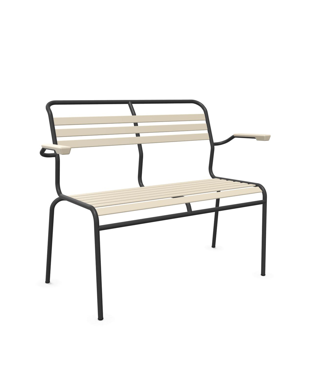 Schaffner Säntis Banc à lattes 2 places avec accoudoirs Sable Pastel 15 Anthracite 77 