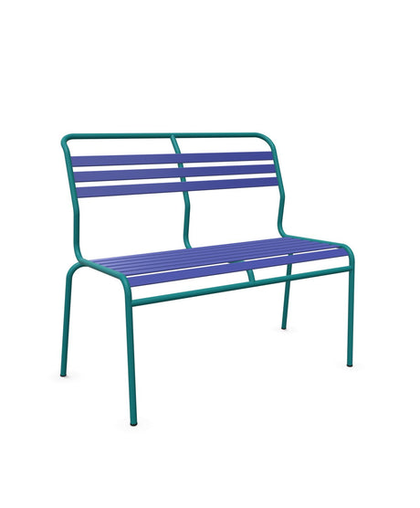 Schaffner Säntis Banc à lattes 2 places sans accoudoirs Bleu 53 Bleu Kali 56 