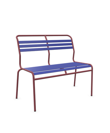 Schaffner Säntis Banc à lattes 2 places sans accoudoirs Bleu 53 Bordeaux 38 