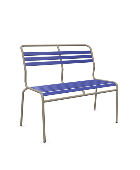 Schaffner Säntis Banc à lattes 2 places sans accoudoirs Bleu 53 Champagne 85 