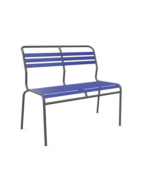 Schaffner Säntis Banc à lattes 2 places sans accoudoirs Bleu 53 Graphite 73 