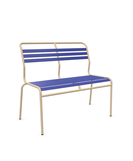 Schaffner Säntis Banc à lattes 2 places sans accoudoirs Bleu 53 Marron Pastel 83 