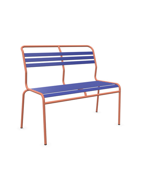 Schaffner Säntis Banc à lattes 2 places sans accoudoirs Bleu 53 Terracotta 84 