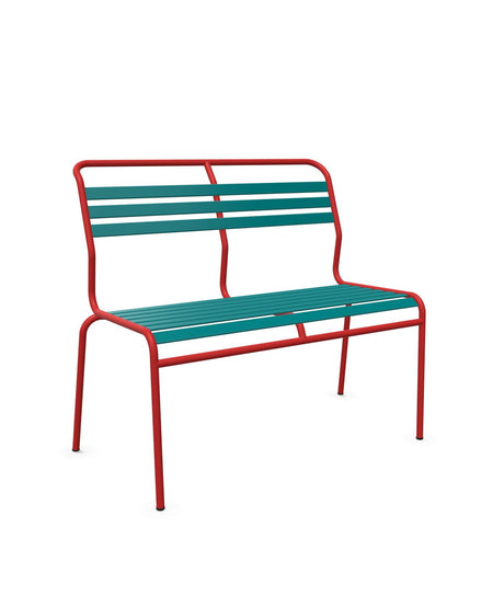 Schaffner Säntis Banc à lattes 2 places sans accoudoirs Bleu Kali 56 Rouge 30 