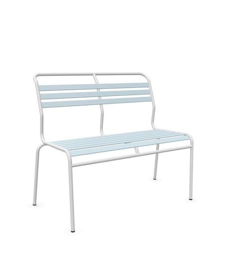 Schaffner Säntis Banc à lattes 2 places sans accoudoirs Bleu Pastel 51 Blanc 90 