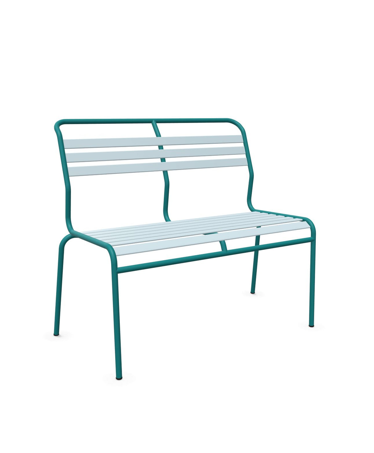 Schaffner Säntis Banc à lattes 2 places sans accoudoirs Bleu Pastel 51 Bleu Kali 56 