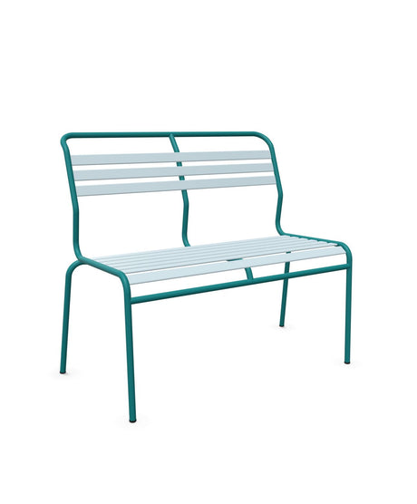 Schaffner Säntis Banc à lattes 2 places sans accoudoirs Bleu Pastel 51 Bleu Kali 56 