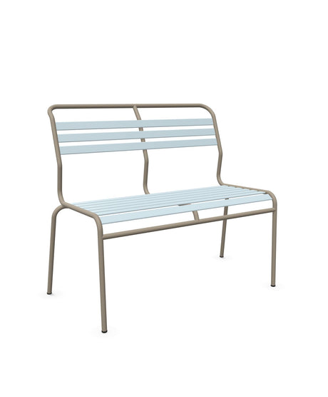 Schaffner Säntis Banc à lattes 2 places sans accoudoirs Bleu Pastel 51 Champagne 85 