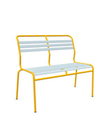 Schaffner Säntis Banc à lattes 2 places sans accoudoirs Bleu Pastel 51 Jaune 11 