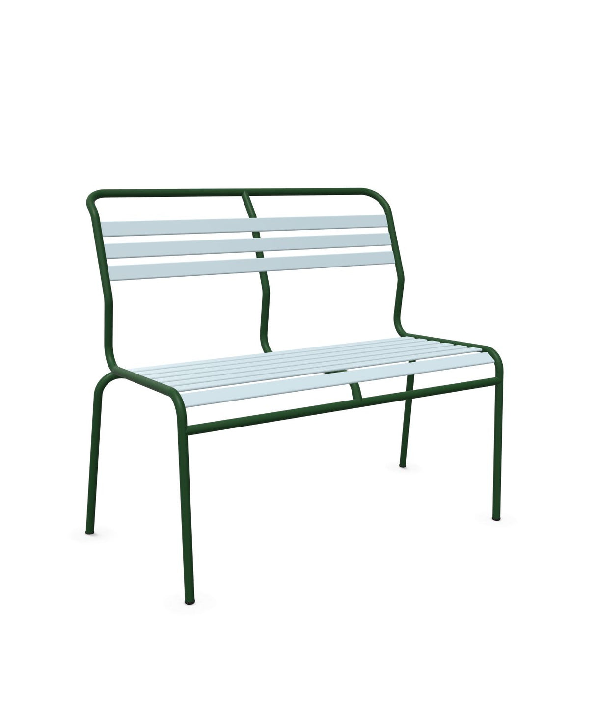 Schaffner Säntis Banc à lattes 2 places sans accoudoirs Bleu Pastel 51 Vert Sapin 66 