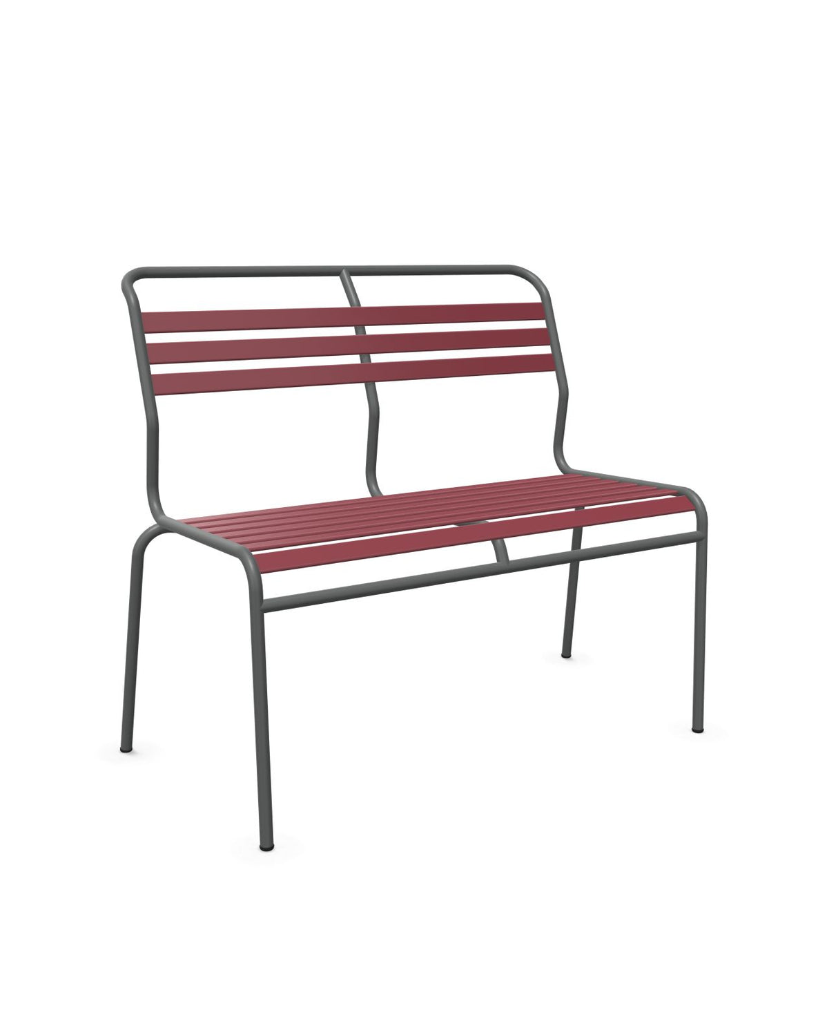 Schaffner Säntis Banc à lattes 2 places sans accoudoirs Bordeaux 38 Graphite 73 