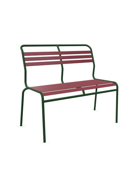 Schaffner Säntis Banc à lattes 2 places sans accoudoirs Bordeaux 38 Vert Sapin 66 