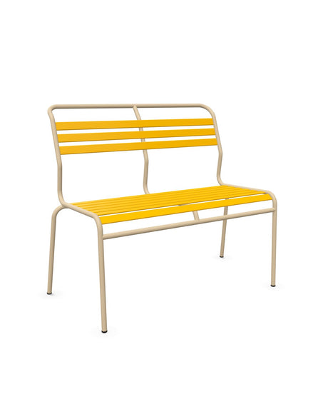 Schaffner Säntis Banc à lattes 2 places sans accoudoirs Jaune 11 Marron Pastel 83 