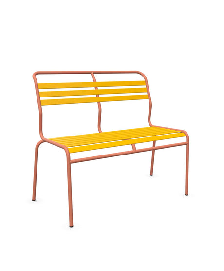Schaffner Säntis Banc à lattes 2 places sans accoudoirs Jaune 11 Terracotta 84 