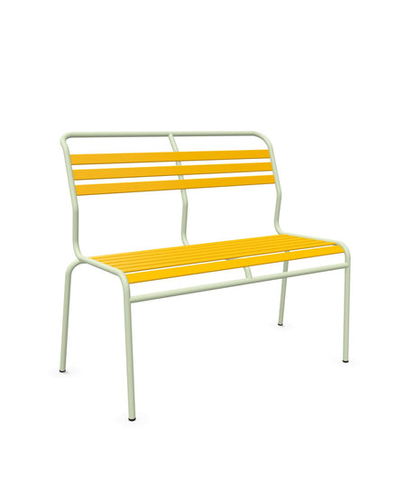 Schaffner Säntis Banc à lattes 2 places sans accoudoirs Jaune 11 Vert Pastel 64 