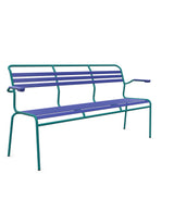 Schaffner Säntis Banc à lattes 3 places avec accoudoirs Bleu 53 Bleu Kali 56 