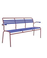 Schaffner Säntis Banc à lattes 3 places avec accoudoirs Bleu 53 Bordeaux 38 