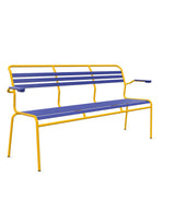 Schaffner Säntis Banc à lattes 3 places avec accoudoirs Bleu 53 Jaune 11 