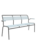 Schaffner Säntis Banc à lattes 3 places avec accoudoirs Bleu Pastel 51 Anthracite 77 