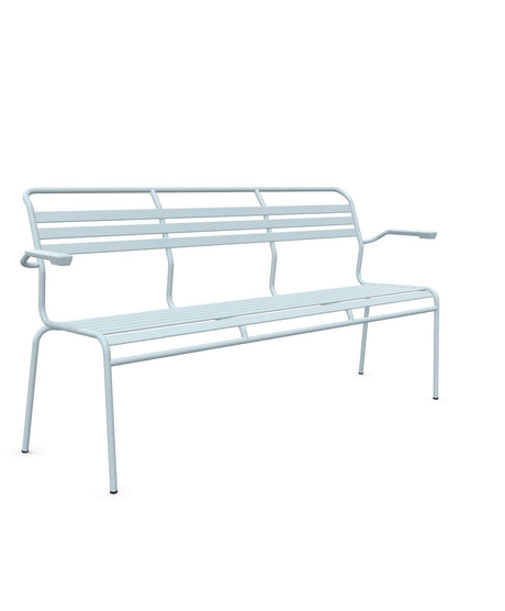 Schaffner Säntis Banc à lattes 3 places avec accoudoirs Bleu Pastel 51 Bleu Pastel 51 
