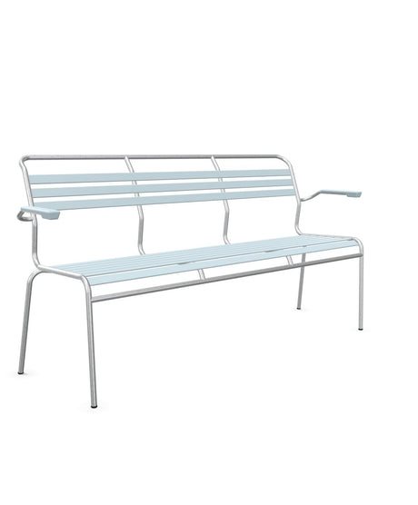 Schaffner Säntis Banc à lattes 3 places avec accoudoirs Bleu Pastel 51 Galvanisé à chaud 02 
