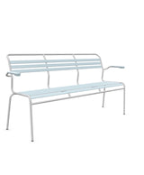Schaffner Säntis Banc à lattes 3 places avec accoudoirs Bleu Pastel 51 Gris Argent 78 