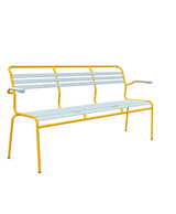 Schaffner Säntis Banc à lattes 3 places avec accoudoirs Bleu Pastel 51 Jaune 11 