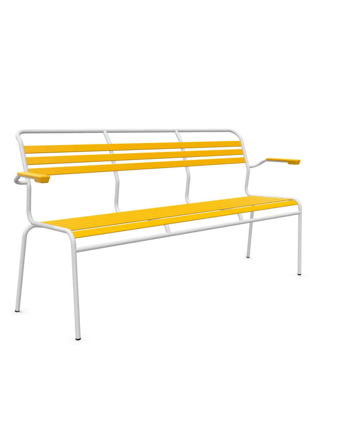 Schaffner Säntis Banc à lattes 3 places avec accoudoirs Jaune 11 Blanc 90 