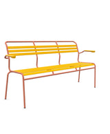 Schaffner Säntis Banc à lattes 3 places avec accoudoirs Jaune 11 Terracotta 84 
