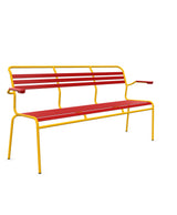 Schaffner Säntis Banc à lattes 3 places avec accoudoirs Rouge 30 Jaune 11 
